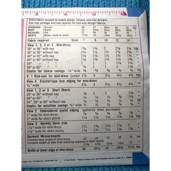 Simplicity 9588 Sewing pattern Girls A line dress shorts 1960s size 7 - Picture 6 of 6